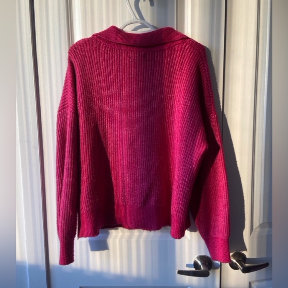 Pink Cable Knit Collared V-Neck Sweater (XL) - Picture 7 of 11